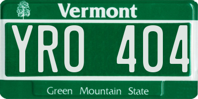 VT license plate YRO404