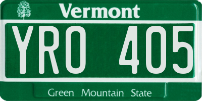 VT license plate YRO405