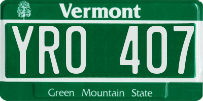 VT license plate YRO407