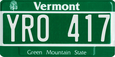 VT license plate YRO417
