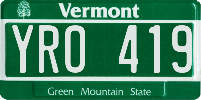 VT license plate YRO419
