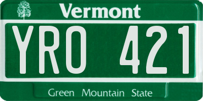 VT license plate YRO421
