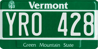 VT license plate YRO428