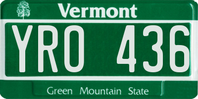 VT license plate YRO436