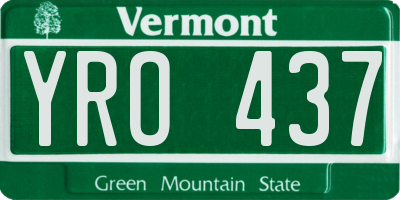 VT license plate YRO437