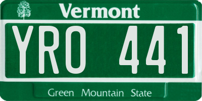 VT license plate YRO441
