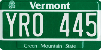 VT license plate YRO445