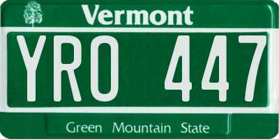 VT license plate YRO447