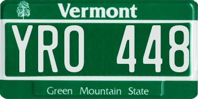 VT license plate YRO448
