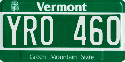 VT license plate YRO460