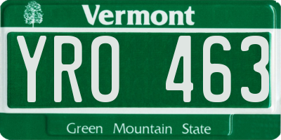 VT license plate YRO463