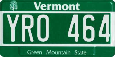 VT license plate YRO464