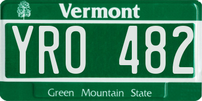 VT license plate YRO482