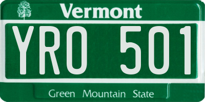 VT license plate YRO501