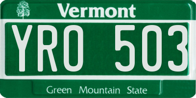 VT license plate YRO503