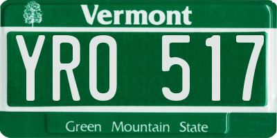 VT license plate YRO517