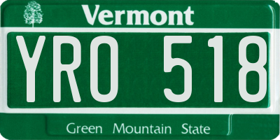 VT license plate YRO518