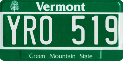VT license plate YRO519