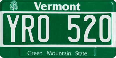 VT license plate YRO520