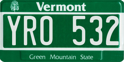 VT license plate YRO532