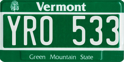 VT license plate YRO533