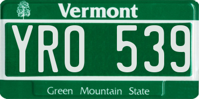 VT license plate YRO539