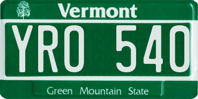 VT license plate YRO540