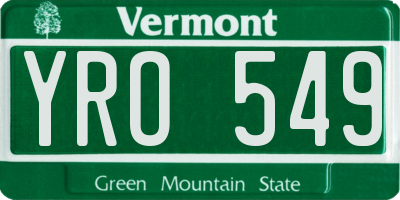 VT license plate YRO549