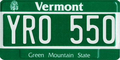 VT license plate YRO550