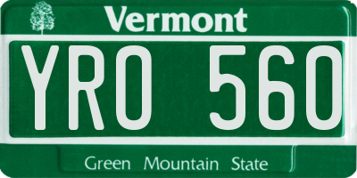 VT license plate YRO560