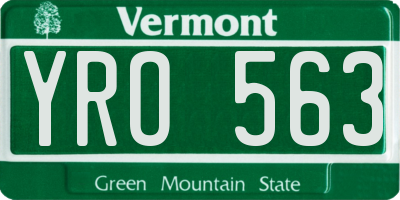 VT license plate YRO563