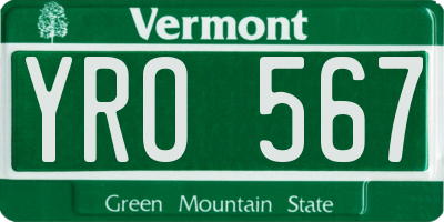 VT license plate YRO567