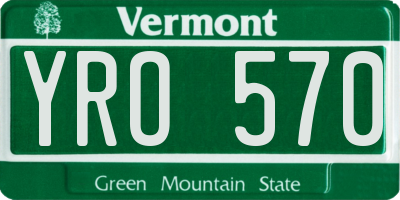 VT license plate YRO570