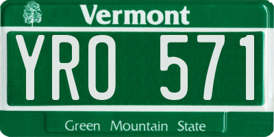 VT license plate YRO571