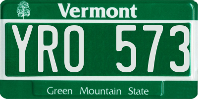 VT license plate YRO573