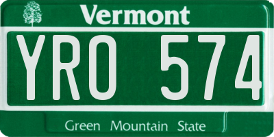 VT license plate YRO574