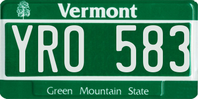 VT license plate YRO583