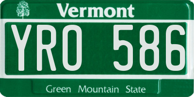 VT license plate YRO586