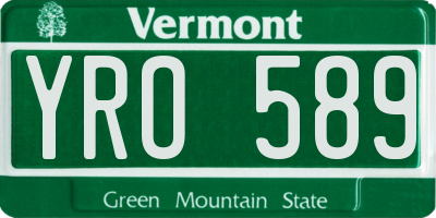 VT license plate YRO589