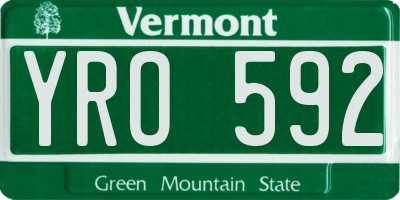 VT license plate YRO592