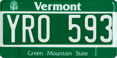 VT license plate YRO593