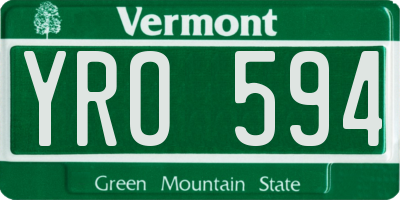 VT license plate YRO594
