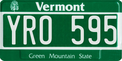 VT license plate YRO595