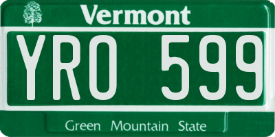 VT license plate YRO599