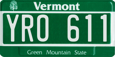 VT license plate YRO611