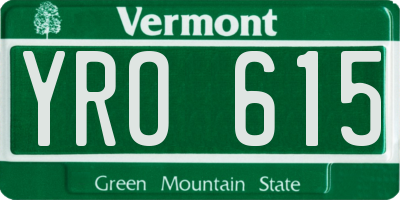 VT license plate YRO615
