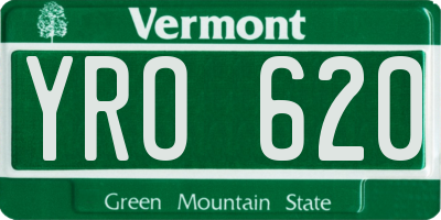 VT license plate YRO620