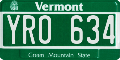 VT license plate YRO634
