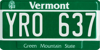 VT license plate YRO637