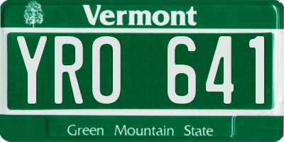 VT license plate YRO641